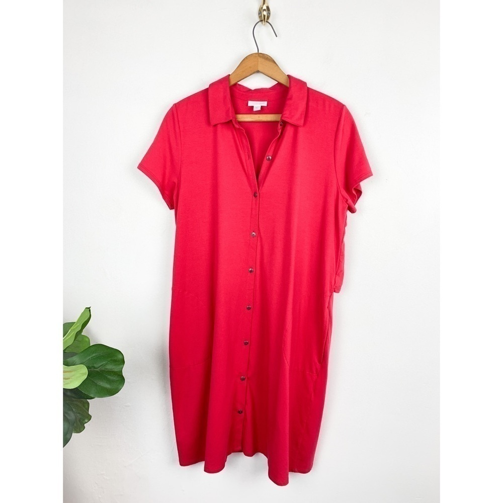 J. Jill Pink Stretch Pima Cotton & Modal Blend Shirt Dress Sz MP